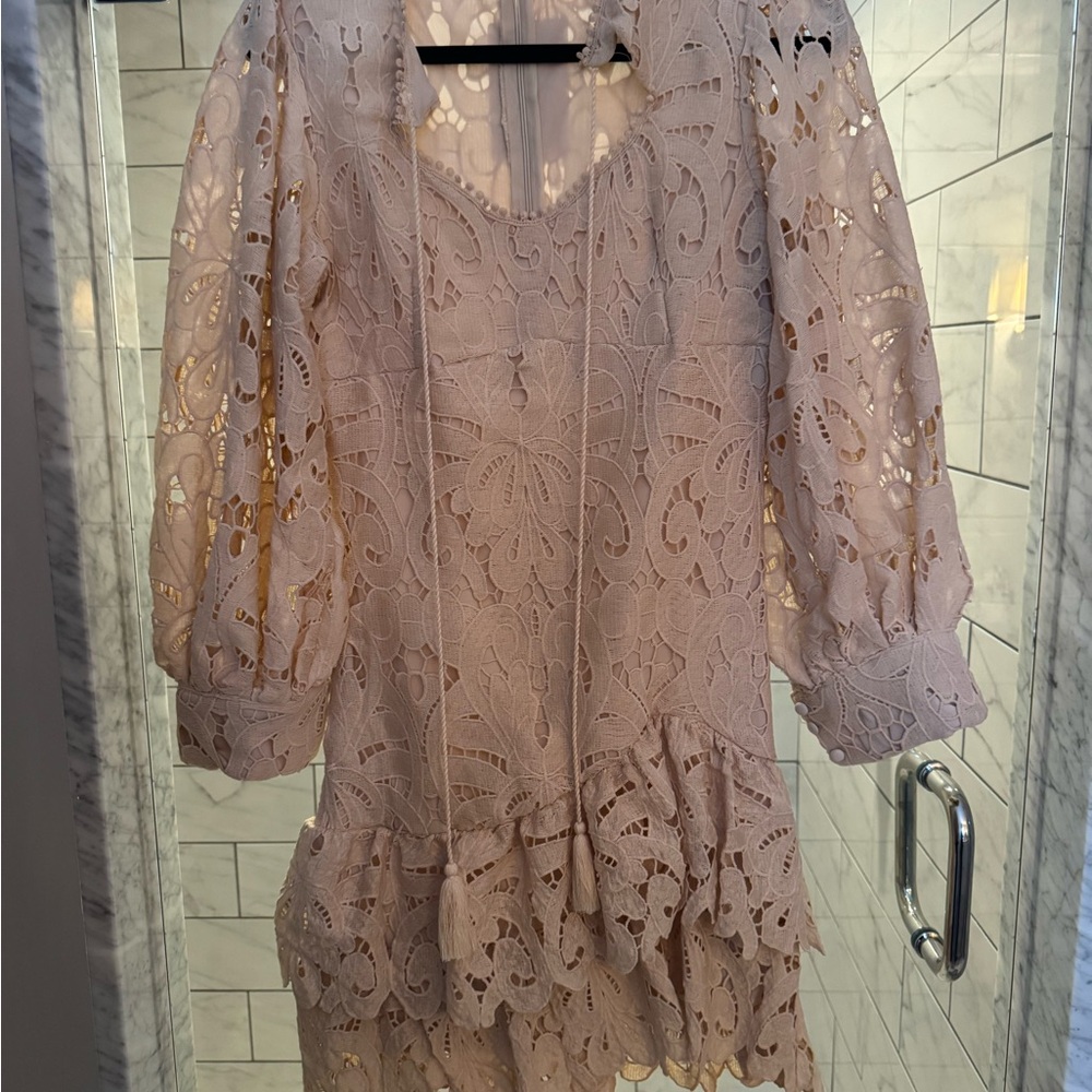 Elegant Lace Dress with Ruffle Hem